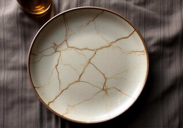 金継ぎ風の模様があしらわれたプレート